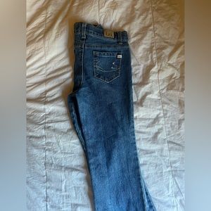 Lei Children blue jeans with cute pink floral/heart design